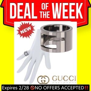 🔥🆕 GUCCI Altoarg Ruthenium Plated Cutout G Ring 4.5 & 5 available